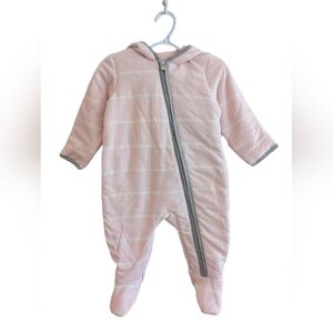 Burt's Bees Bunting Winter Suit Cozy Pink Striped Kids Footie